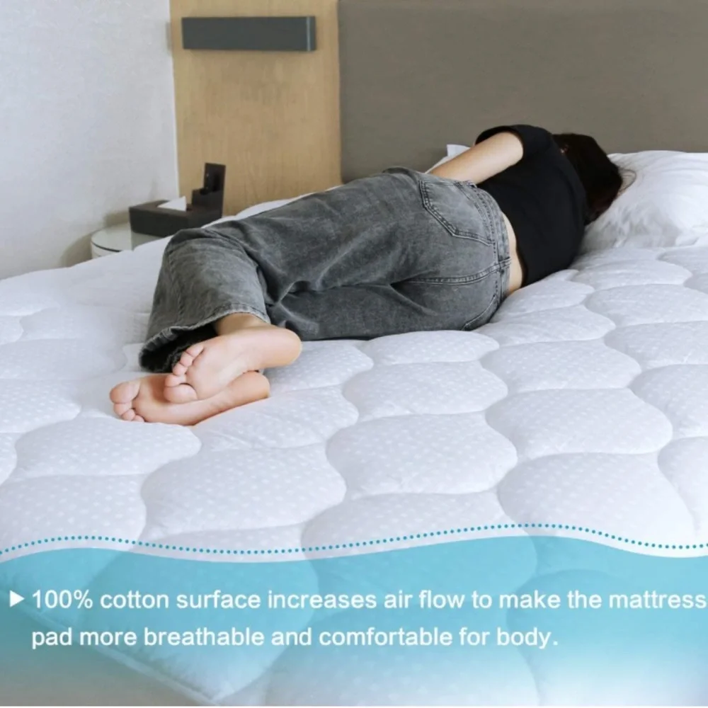 King Mattress Pad - Overfilled with Breathable Snow Down Alternative Filling